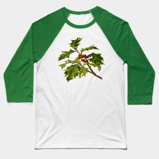 Sprig of Holly Christmas Red Berry Baseball T-Shirt